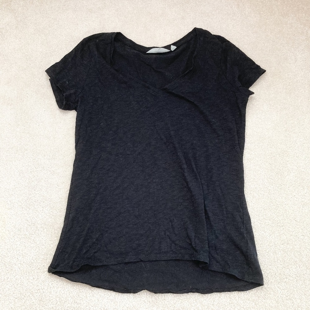Athleta womens s vneck cotton blend tee black shor